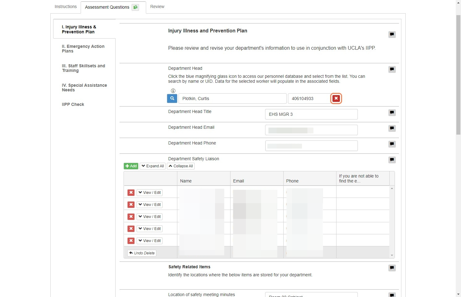 To remove a person from the form, simply click on the red "x" button.