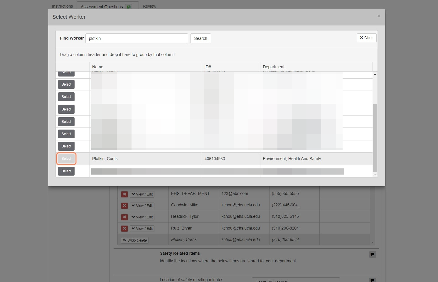 Find the person you wish to add and click on the "Select" button next to their name.