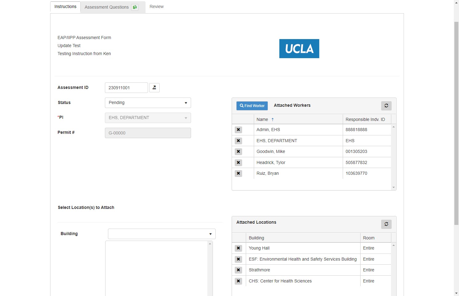 Navigate to the Assessment Questions towards the top of the page.