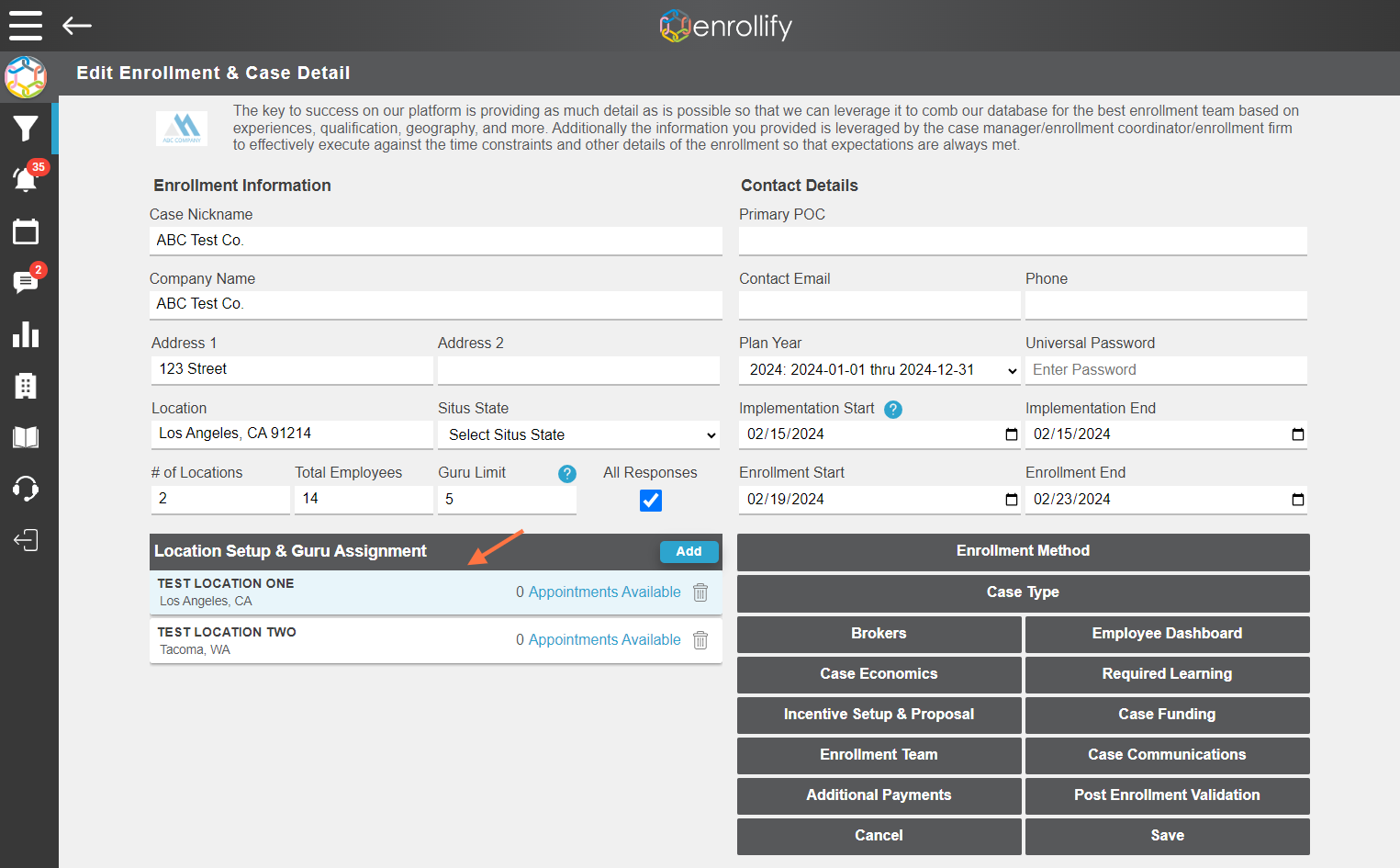To set up appointment availability, click into the first location you would like to set up.