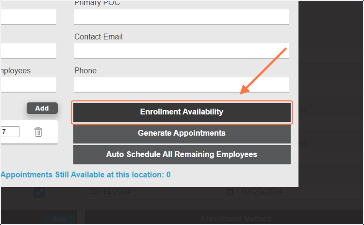 Click on 'Enrollment Availability'