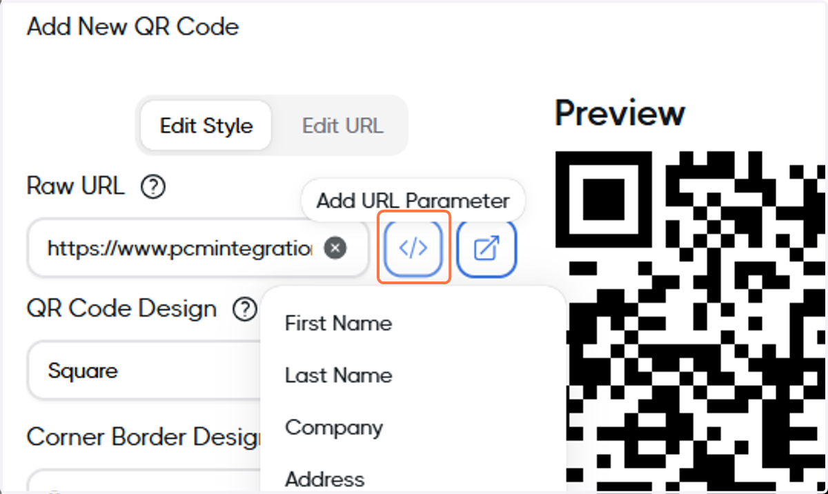 If desired, click on Add URL Parameter