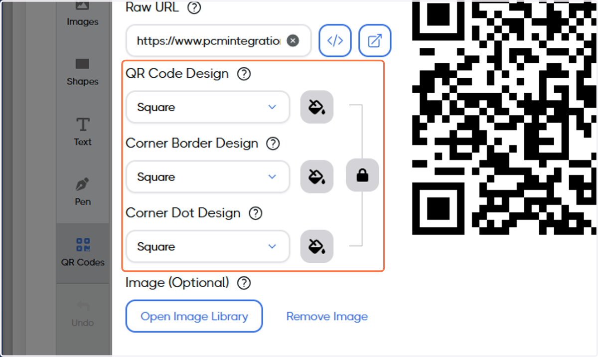 If desired, edit the QR code design