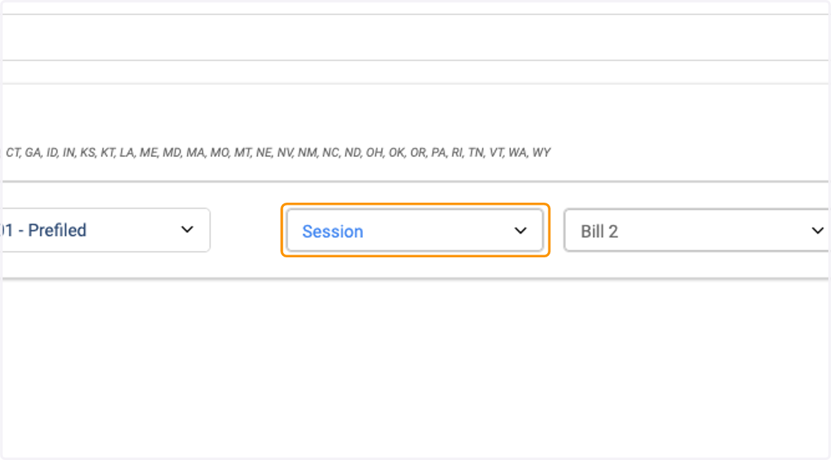 Click on Session to select the session associated with the second bill to be compared