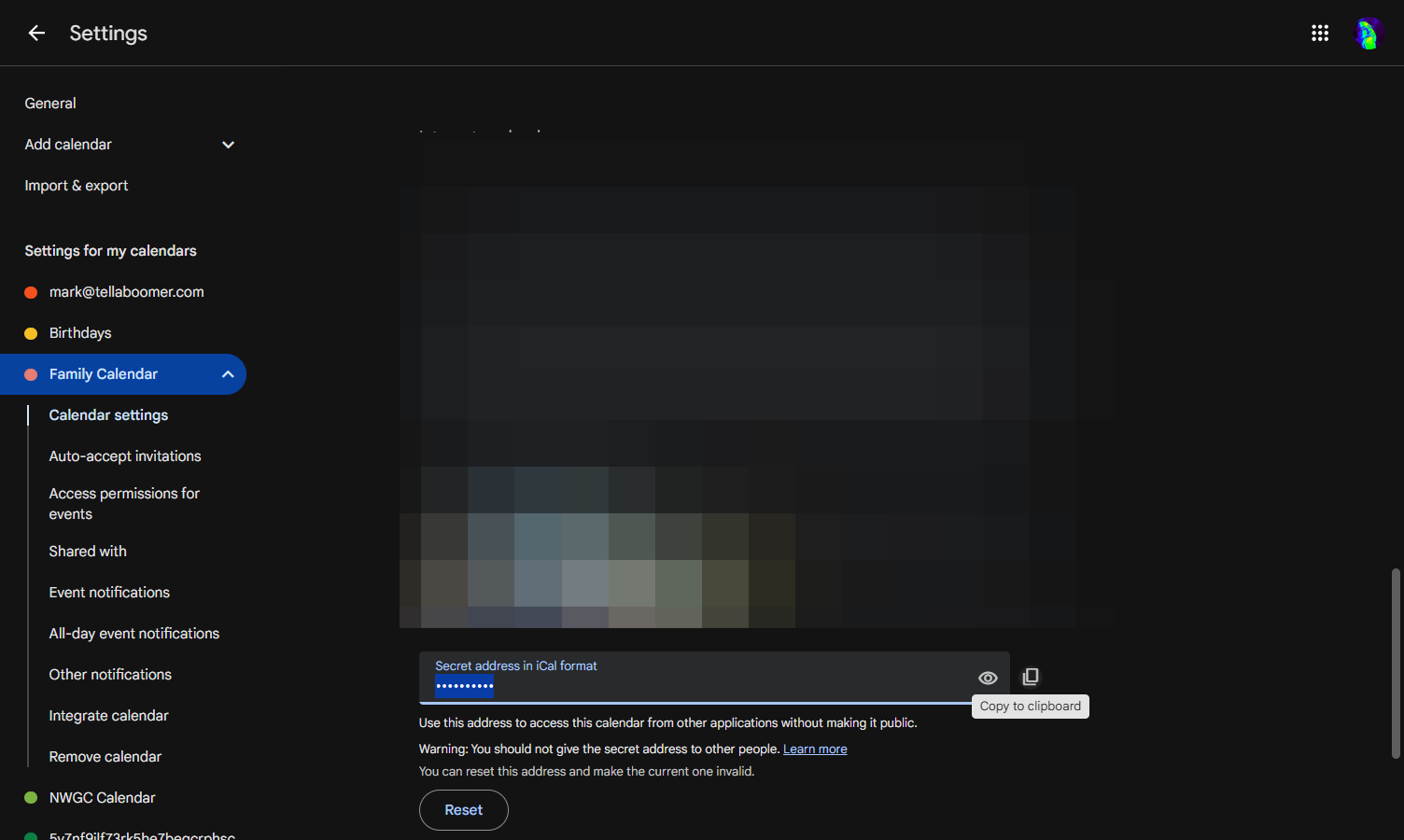Once located, select the "copy to clipboard" icon to copy this URL.