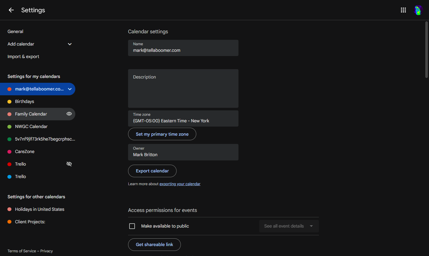 Select the desired calendar you wish to ad to your RPM Dashboard
