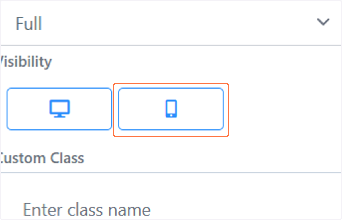 Click on the mobile icon. This will hide it from mobile view.