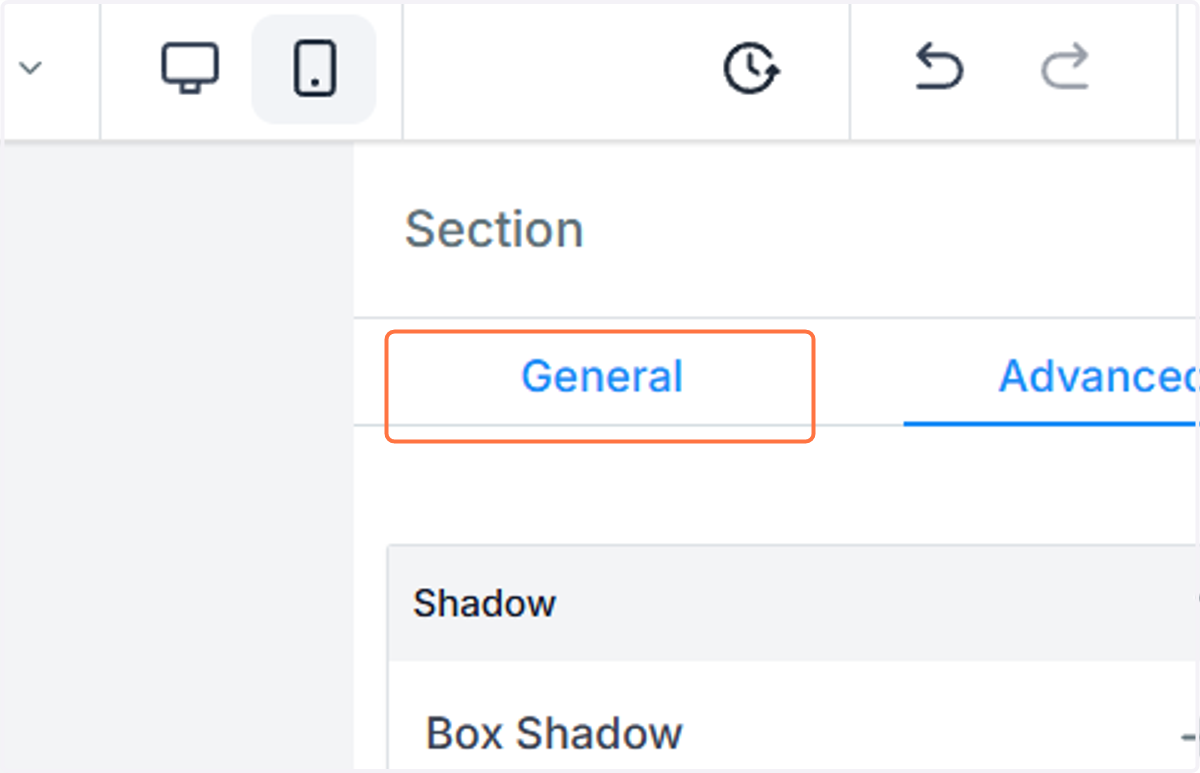 Click on General