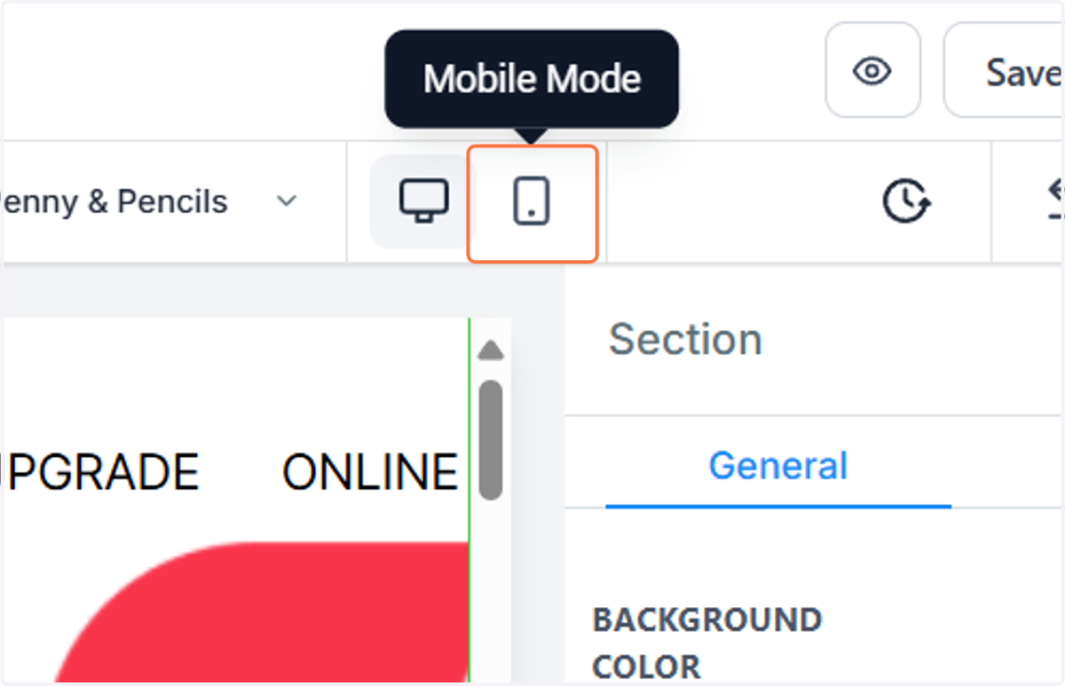 Click the mobile icon