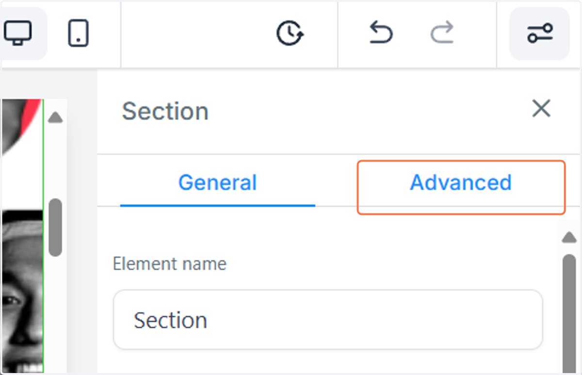 Click on Advanced (on the right side)