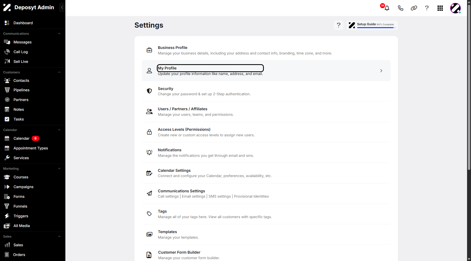 Step 4: Click on My Profile to continue.
