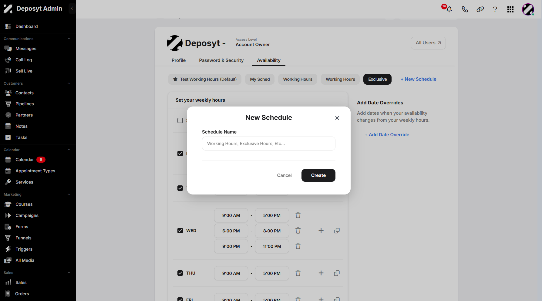 Step 10: A pop-up window will appear, prompting you to enter your new schedule name.