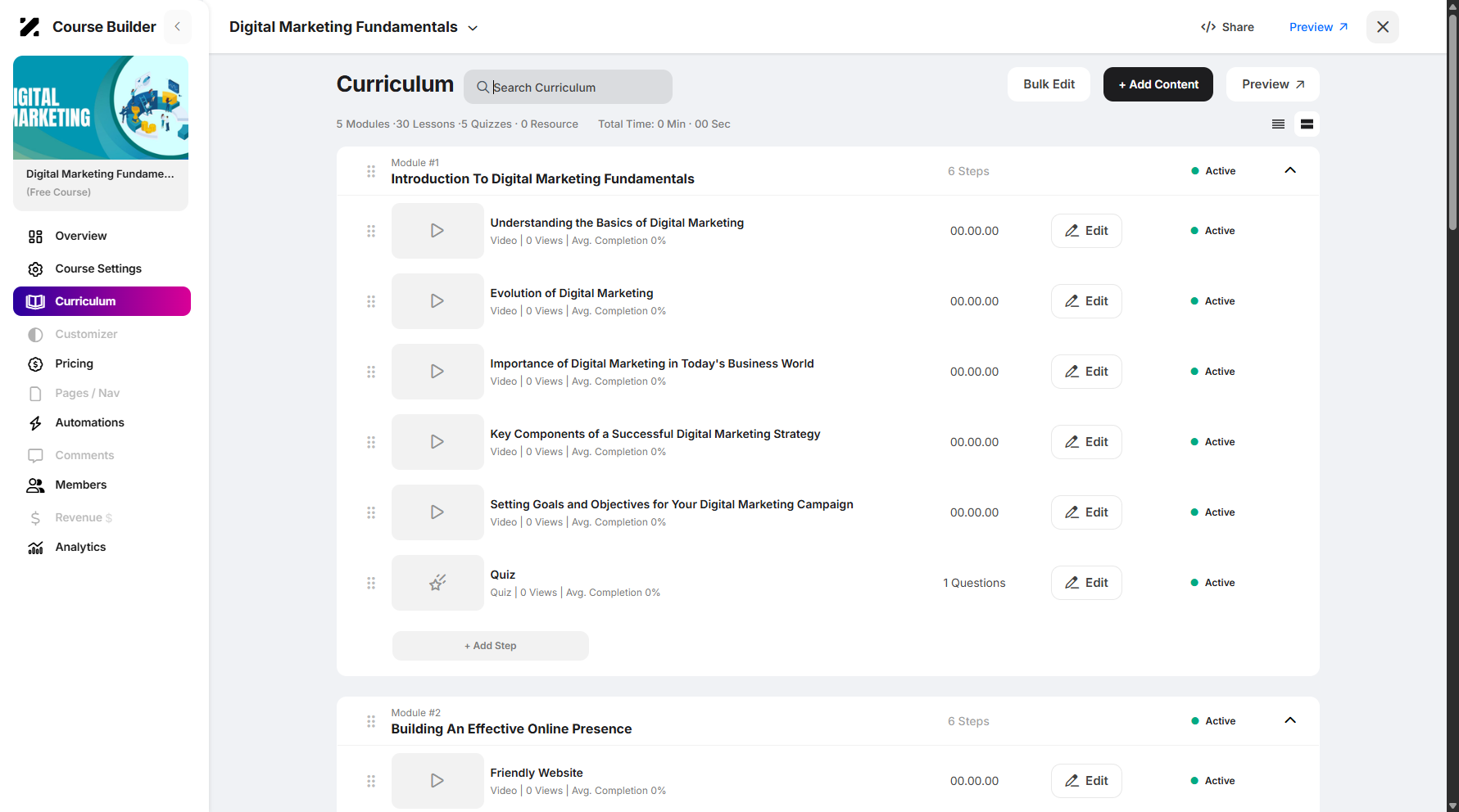 Step 8: You can search the curriculum by typing its name.