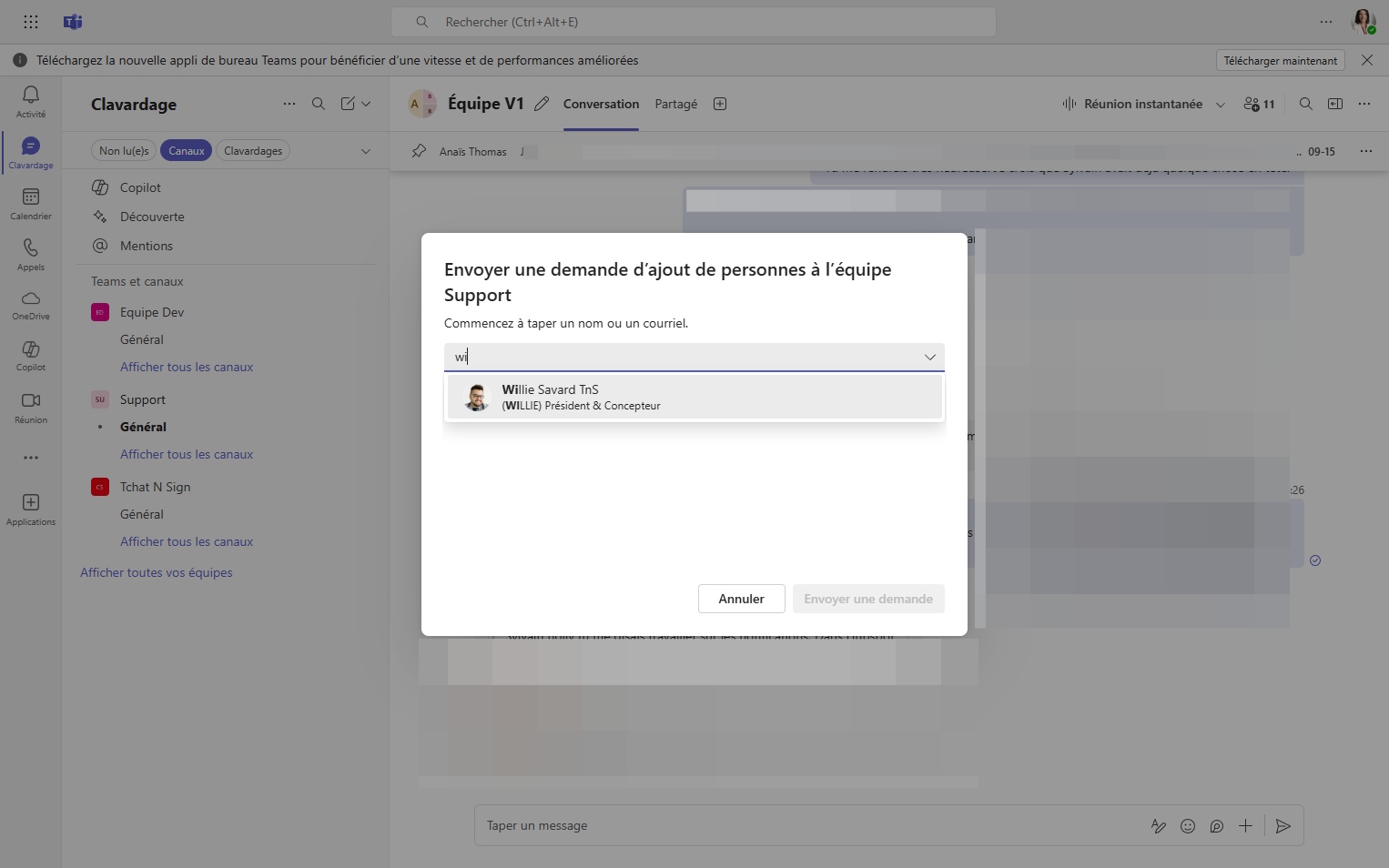 Tapez le nom de votre collaborateur