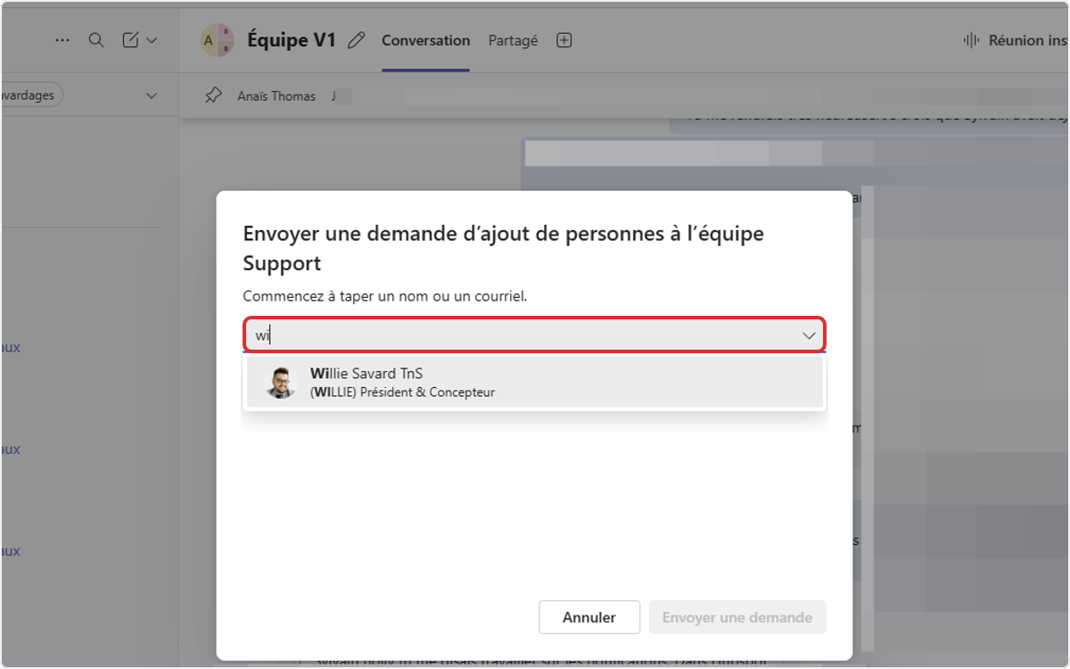 Tapez le nom de votre collaborateur