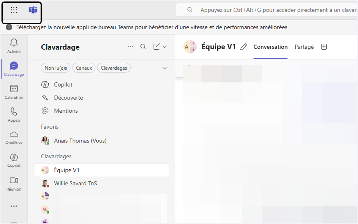 Ouvrez votre application teams