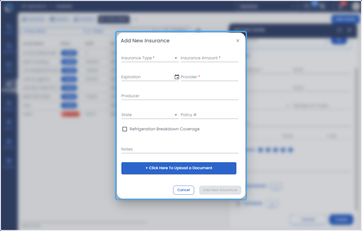 Add the Insurance Details