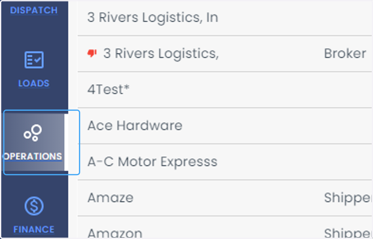 Click on OPERATIONS