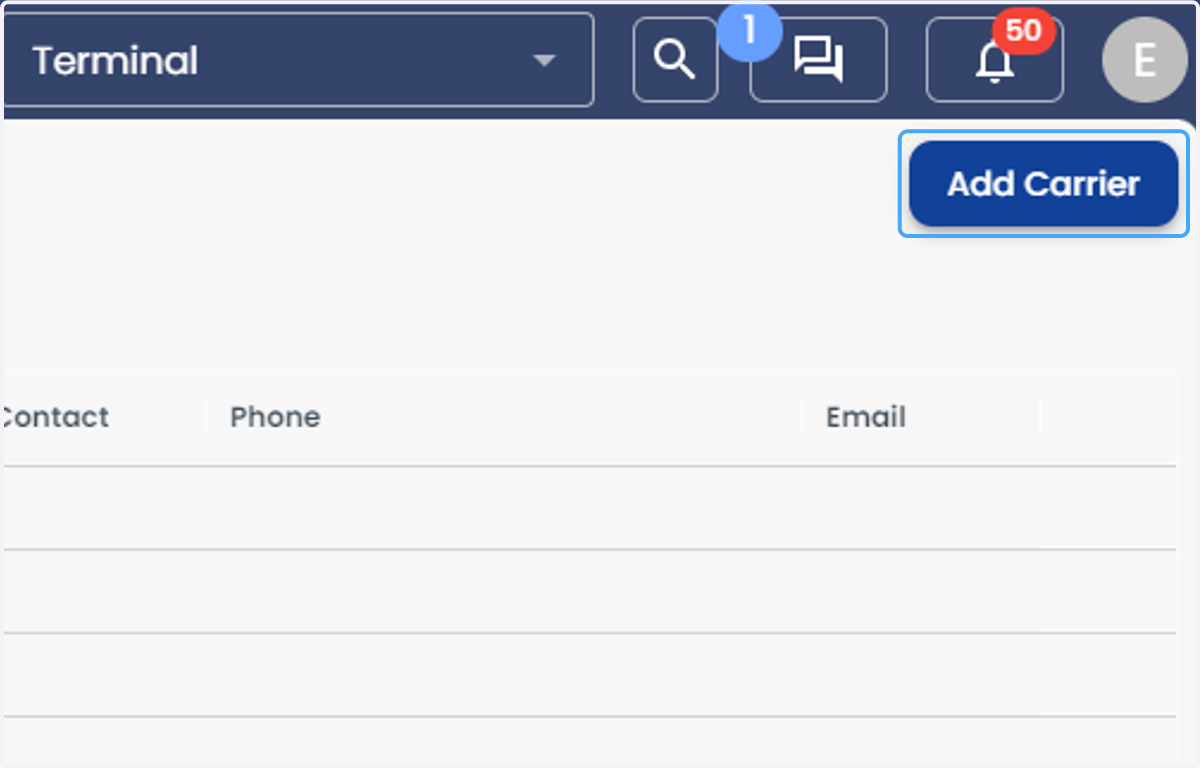 Click on Add Carrier