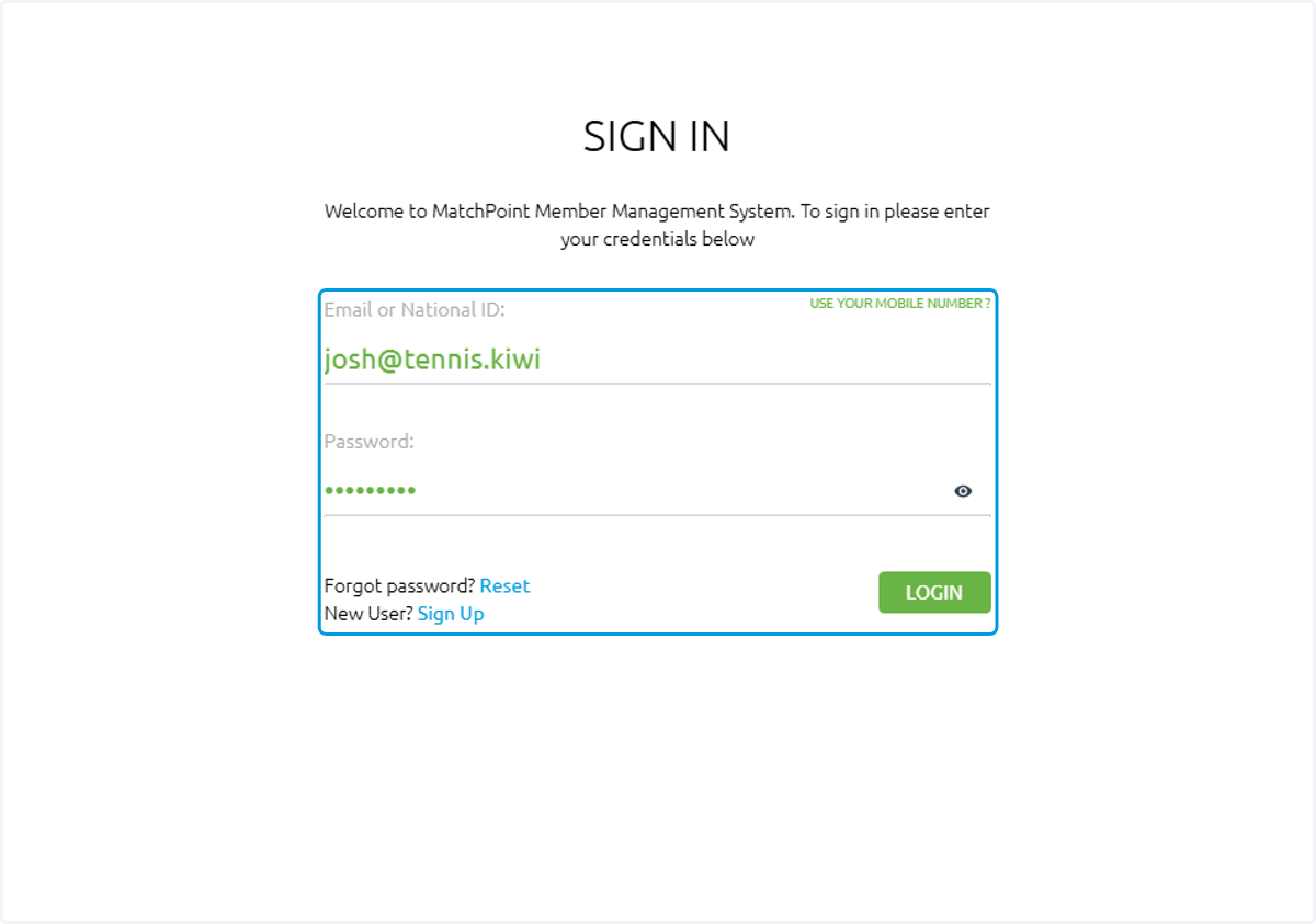 Login using your credentials