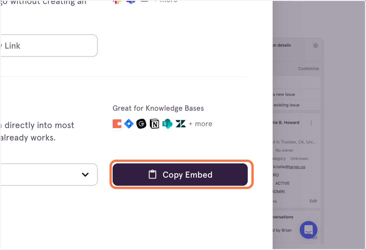 Click Copy Embed