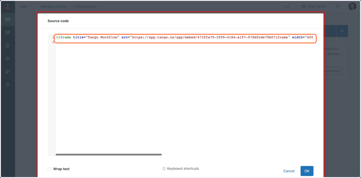 Paste in your iframe code.