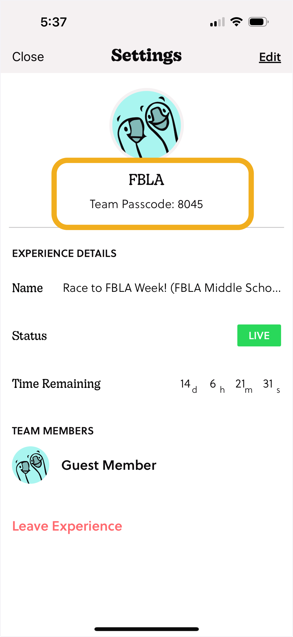 Your team code can be found under settings in the Goosechase app.