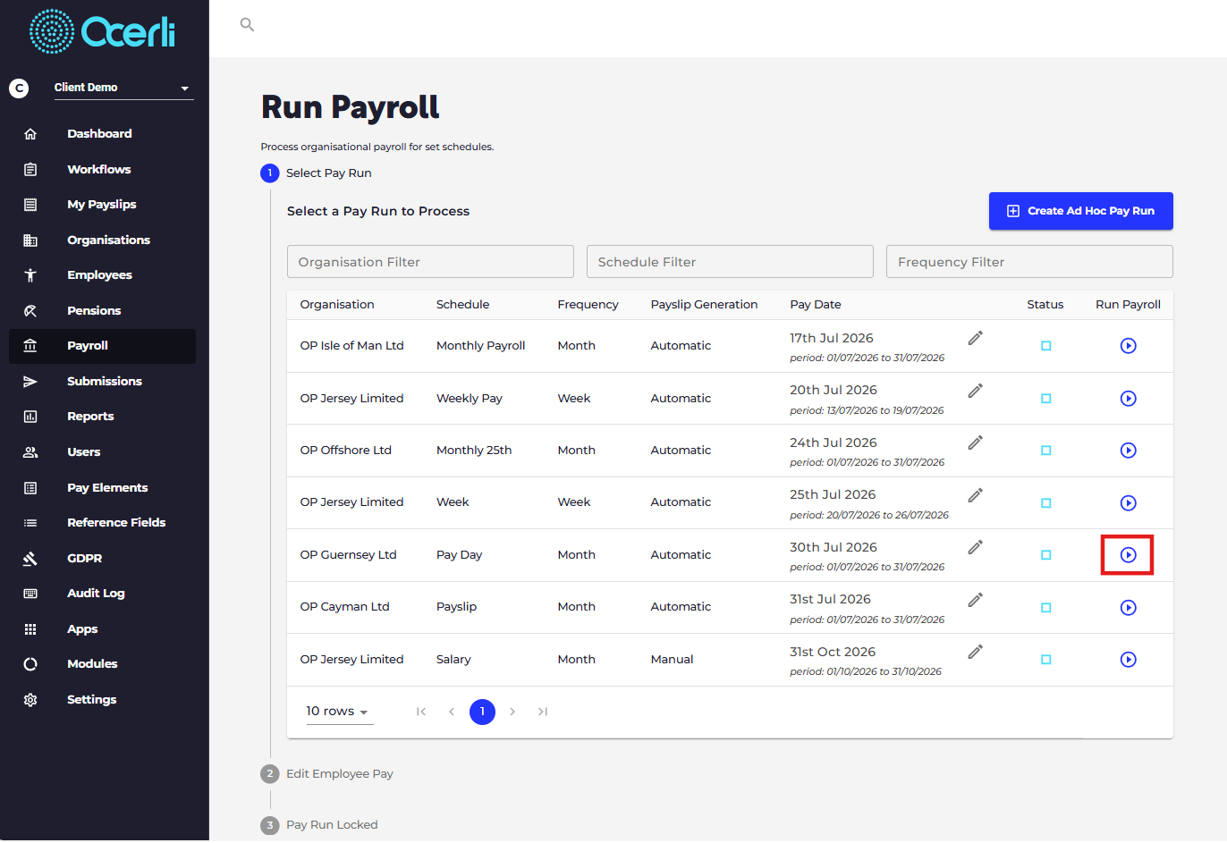 Click on Run Payroll