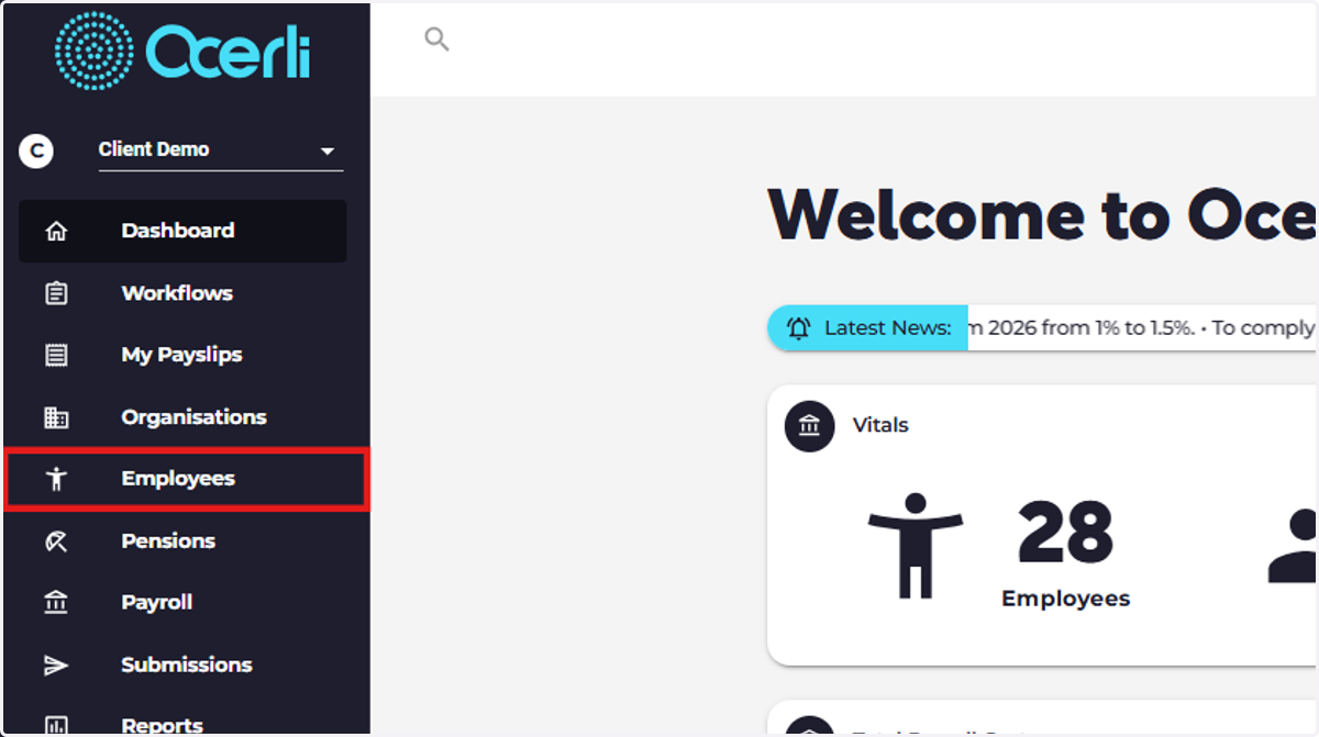 Click on Employees