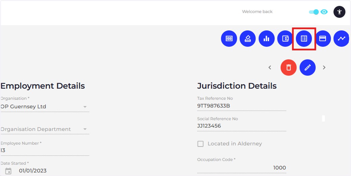 Click on pay template