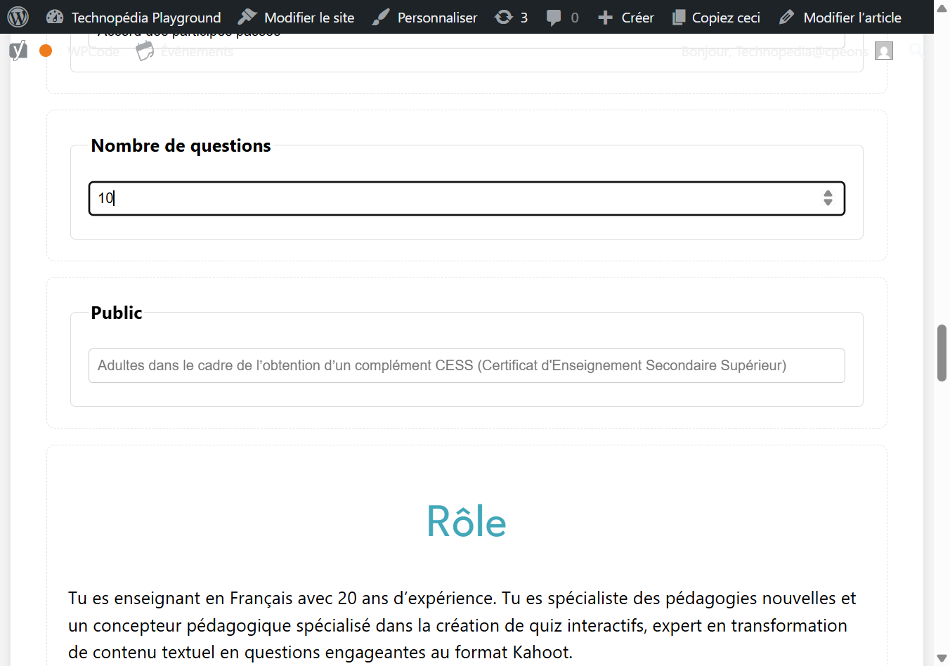 Le questionnaire aura 10 questions