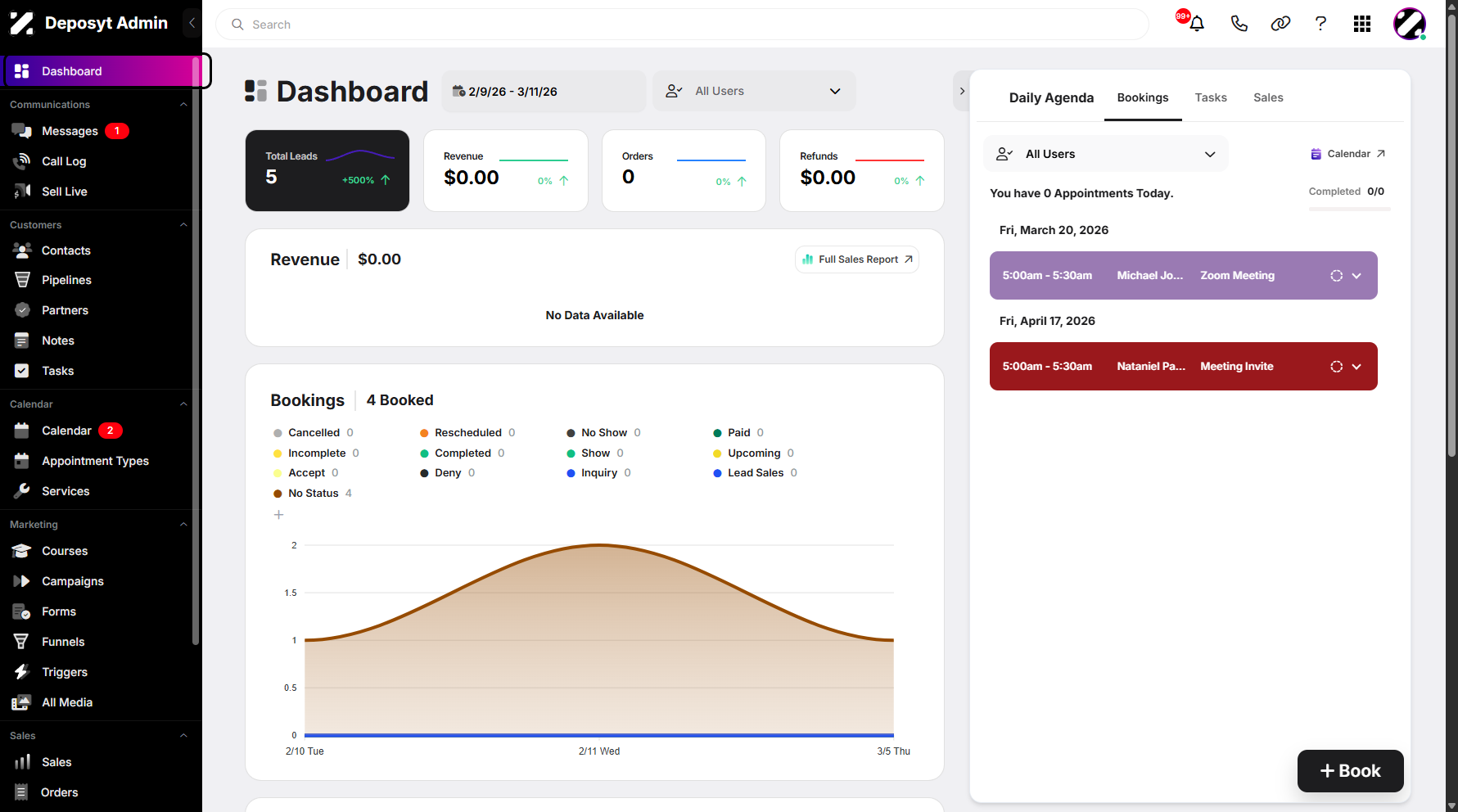 Step 1: On your Dashboard, navigate to the Forms tab under the Marketing section.