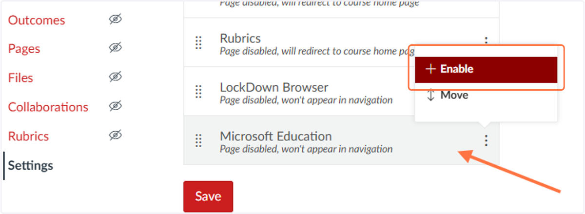 Add Microsoft Education to the Course Menu.