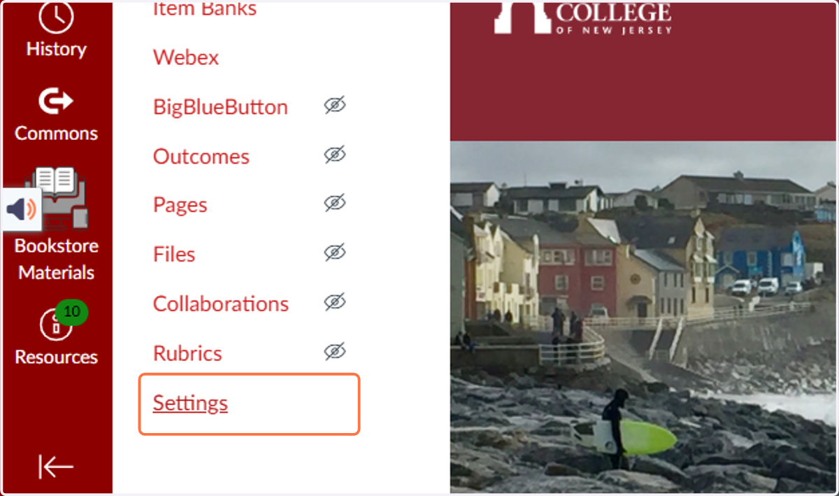 Select Settings.