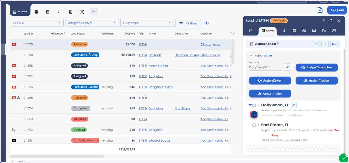 Between the Pickup and Drop off select + button