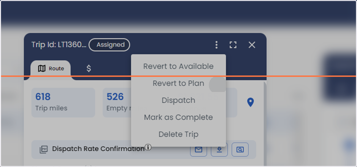 You can click on the three vertical dotted lines to get the option (Note: the option work only for the particular Trip-2)