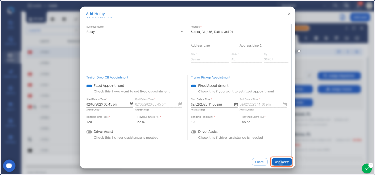 Fill out the details and click on Add Relay