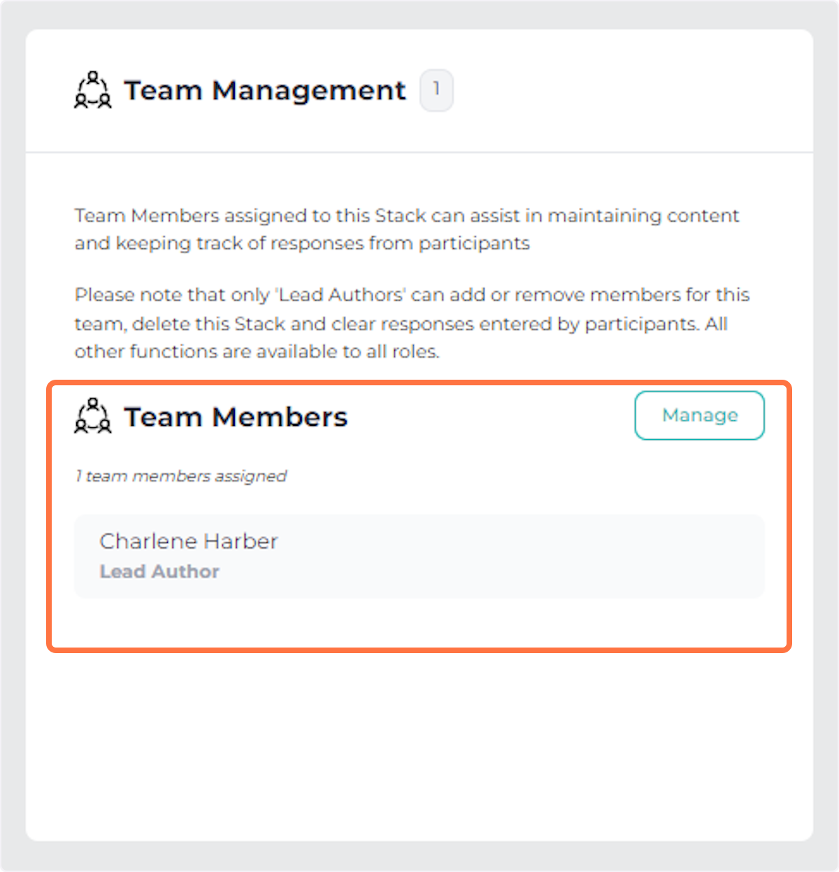 You can view the Team Members who are currently Authors for the Stack.