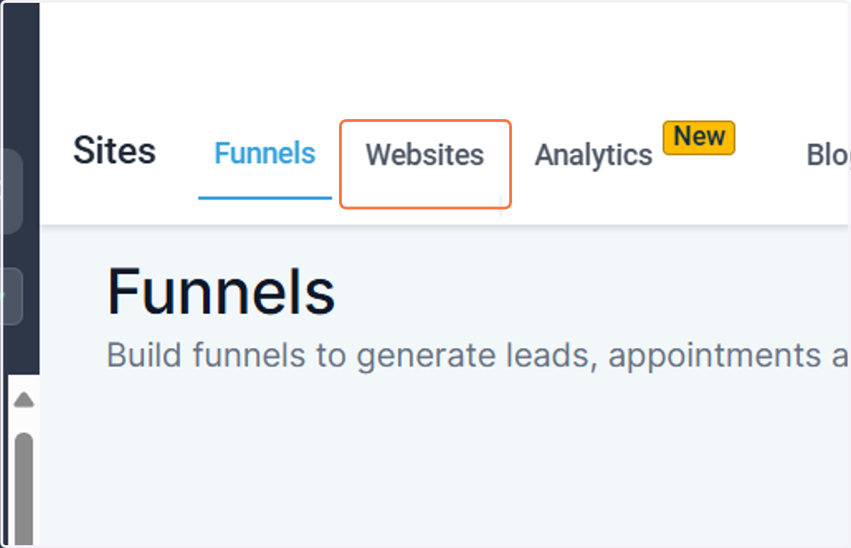 Click on Websites