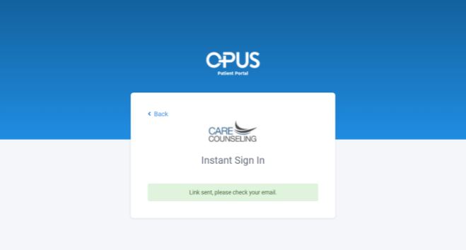 A confirmation message will appear and patient will be instructed to check on their e-mail inbox