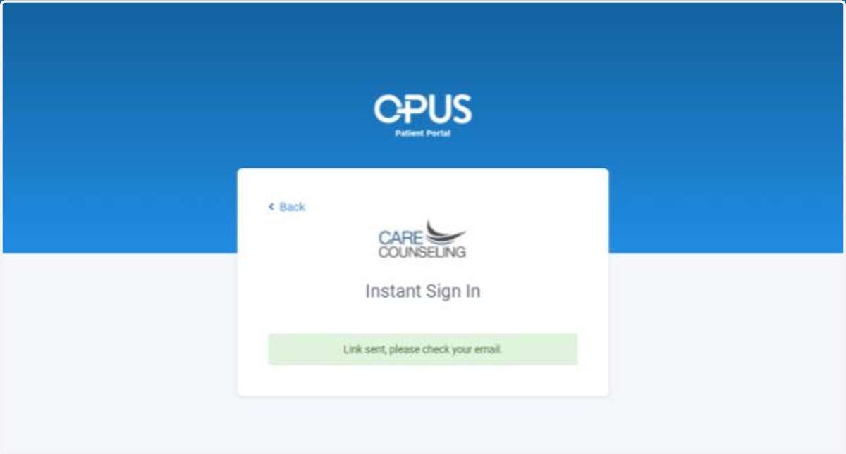 A confirmation message will appear and patient will be instructed to check on their e-mail inbox