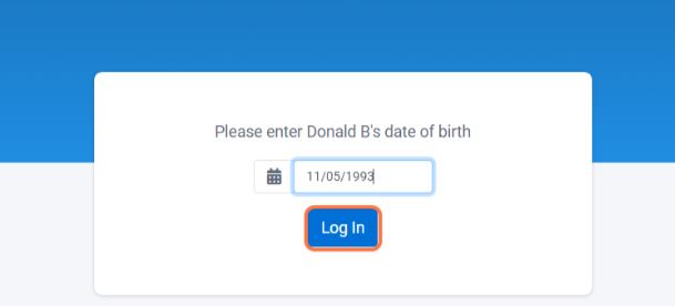 After you enter the date of birth, click Log In