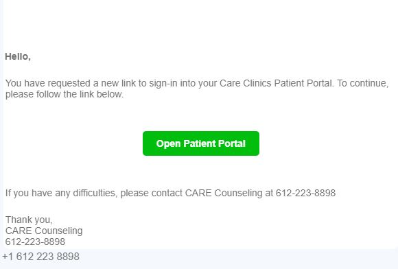 Open the email and Click Open Patient Portal