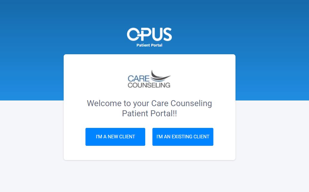 Go to the CARE Counseling Patient Portal webpage and request a one-time log-in link be sent to your email: https://carecounseling.portal.opusehr.app/welcome