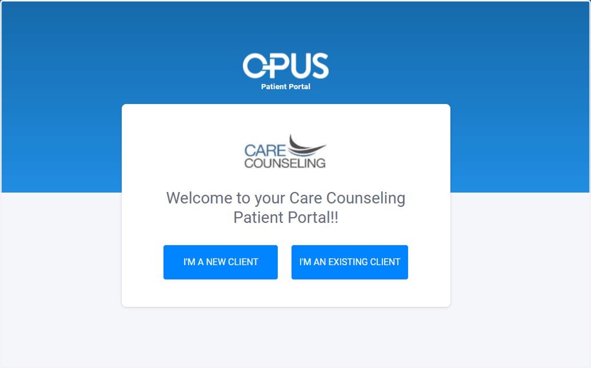Go to the CARE Counseling Patient Portal webpage and request a one-time log-in link be sent to your email: https://carecounseling.portal.opusehr.app/welcome