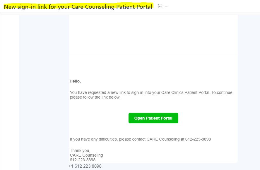 Check your Email. There should be an email from the "Opus Team" that contains a unique one-time use link to your patient portal.