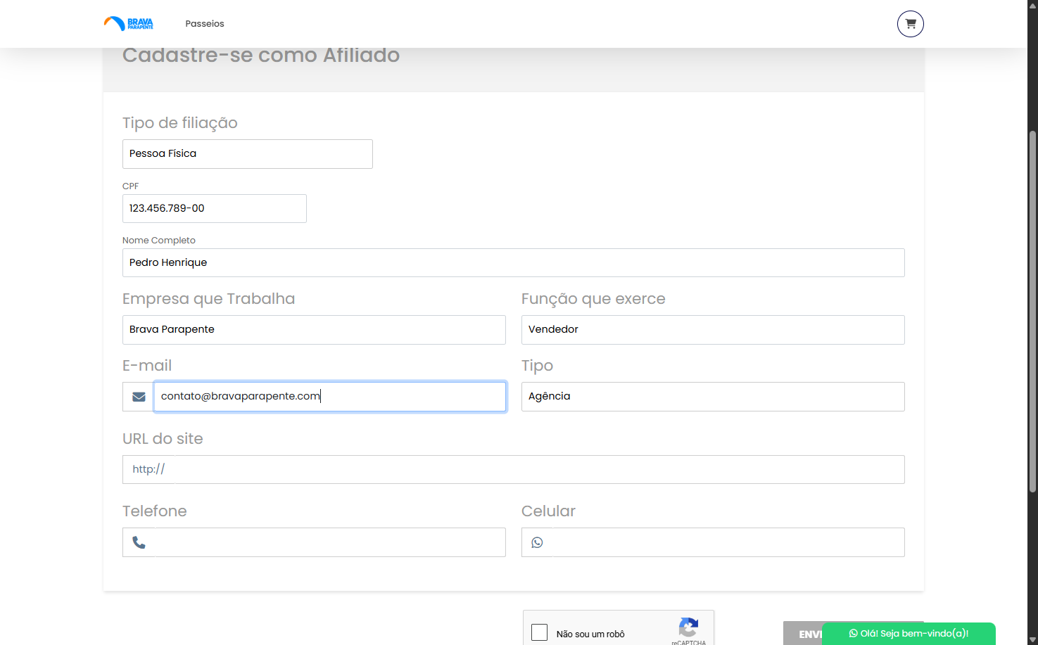 Digite seu e-mail