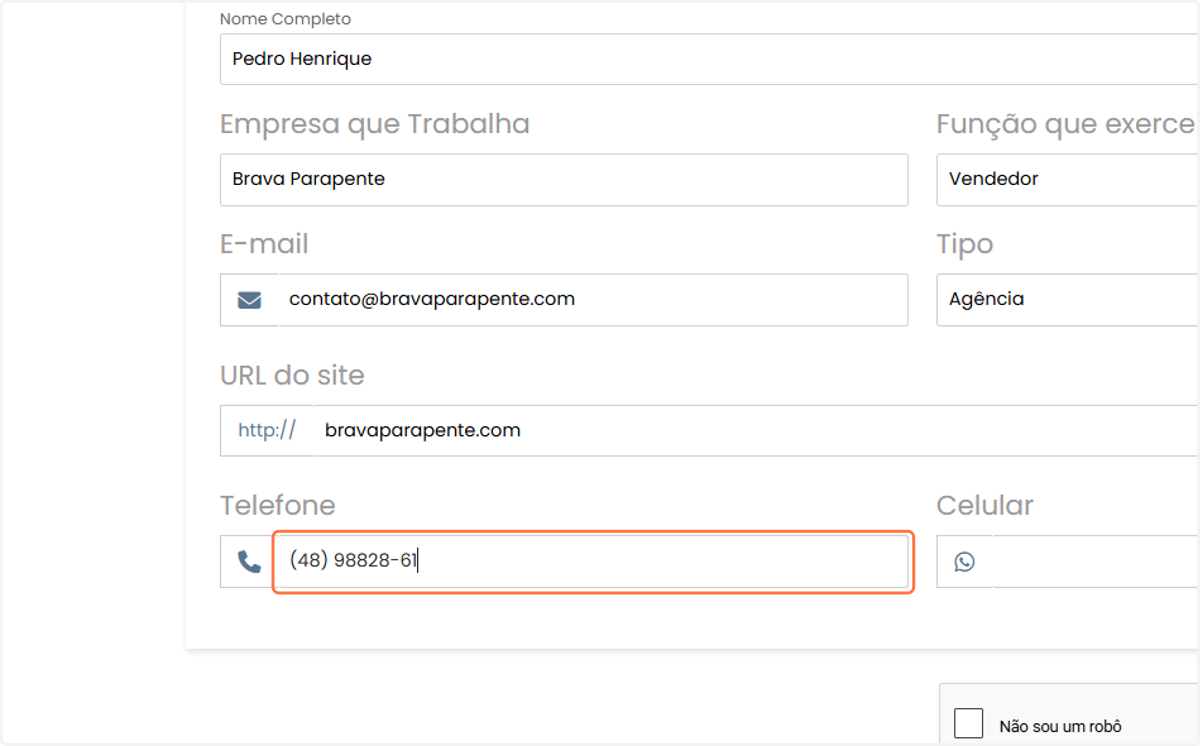 Número de telefone (opcional)