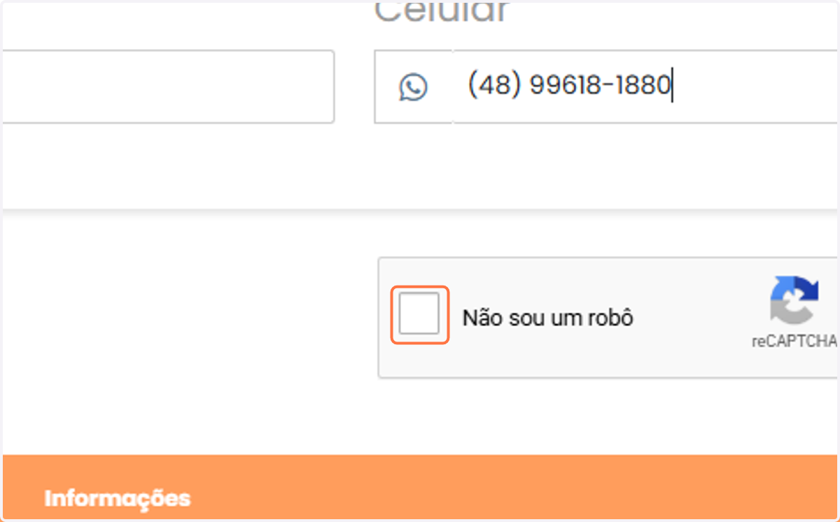 Selecione "Não sou um robô"