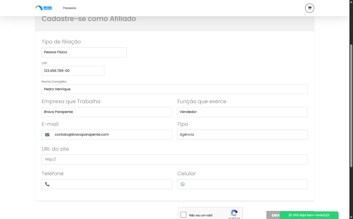Selecione o tipo da empresa